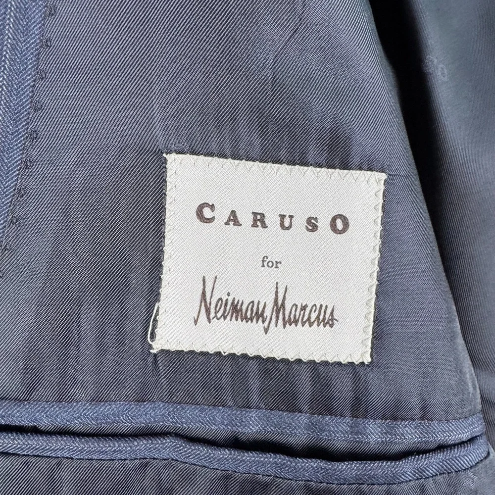 Neiman Marcus Caruso Suit 48L Blue Pinstripe Loro Piana Super 150's Wool 38x29